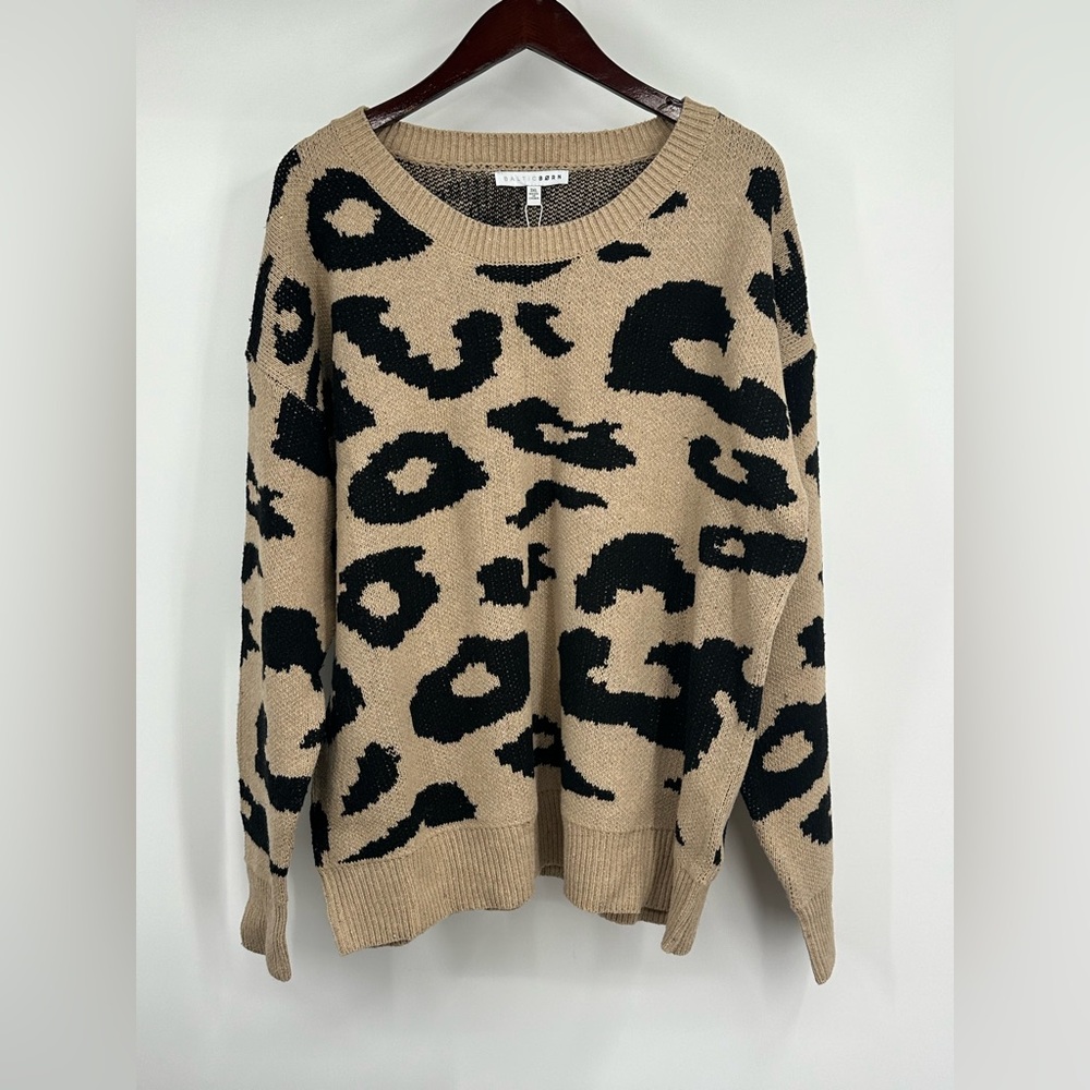 Baltic Born Leopard Print Tan and Black Sweater